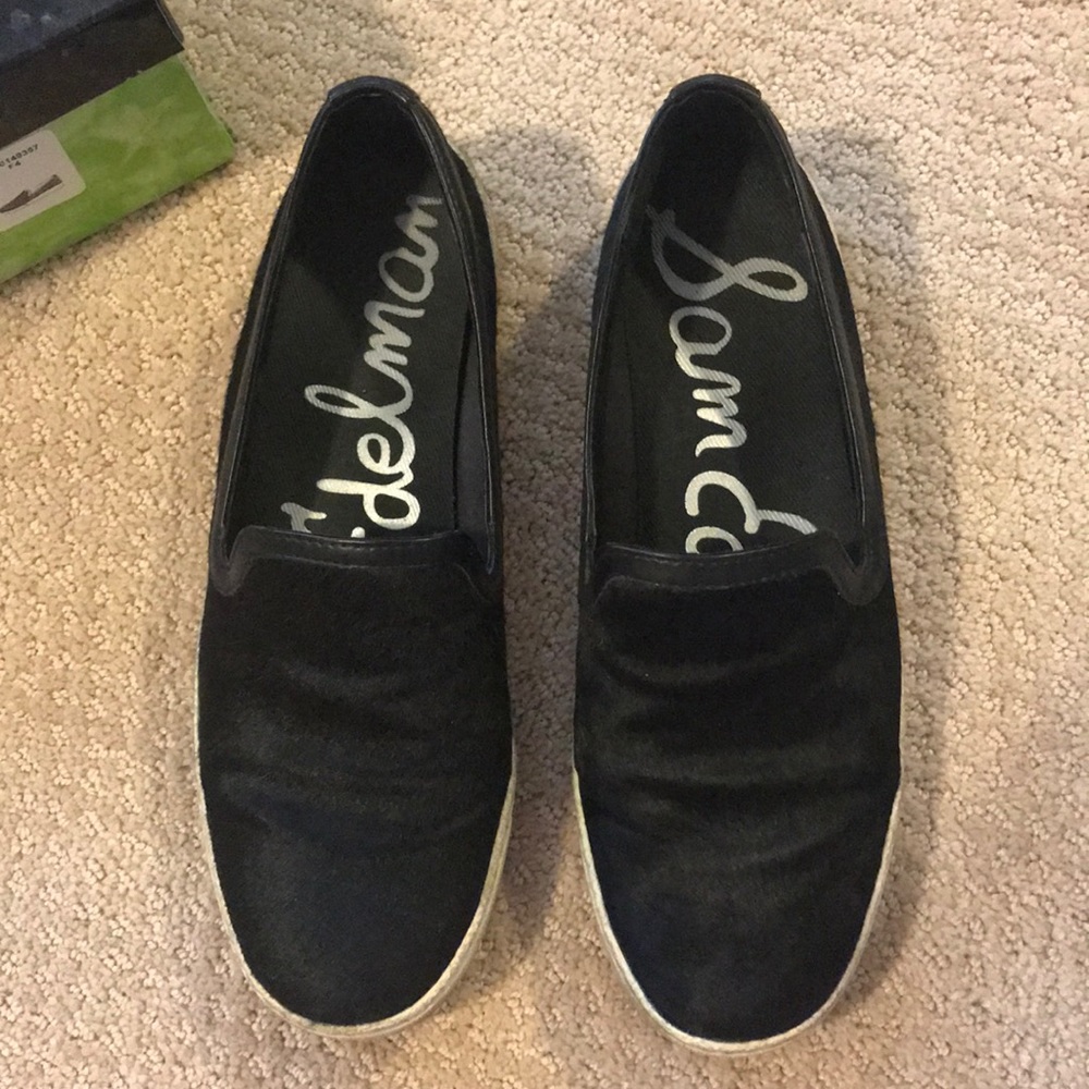 Sam Edelman Black calf hair slip on sneaker